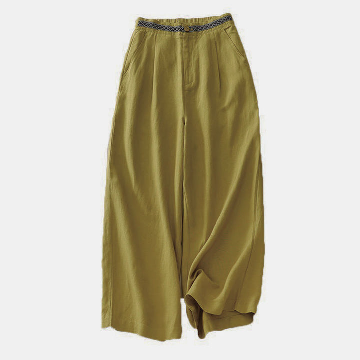 Pantalones cortos de mujer Buddha Stones, color liso, largo 7-8, pierna ancha, con bolsillos y cremallera. - image 4
