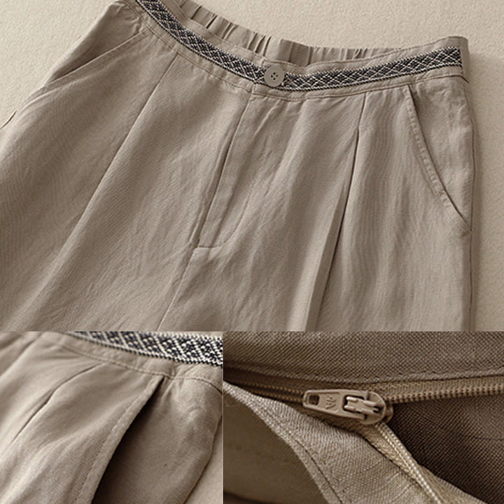 Pantalones cortos de mujer Buddha Stones, color liso, largo 7-8, pierna ancha, con bolsillos y cremallera. - image 14