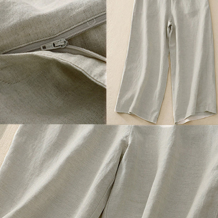 Pantalones cortos de mujer Buddha Stones, color liso, largo 7-8, pierna ancha, con bolsillos y cremallera. - image 10