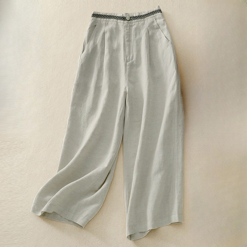 Pantalones cortos de mujer Buddha Stones, color liso, largo 7-8, pierna ancha, con bolsillos y cremallera. - Beige - US8-10，UK/AU12-14，EU40-42 (2XL) - image 5