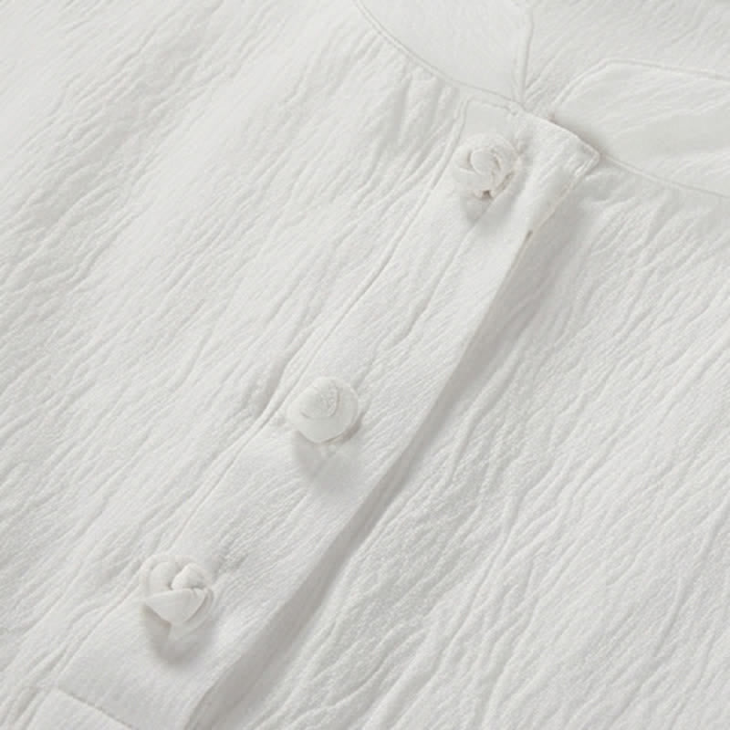 Buddha Stones Camisas de manga corta para hombre estilo Tang, informales, con cuello mandarín y bordado de grulla, ideales para el verano. - image 7