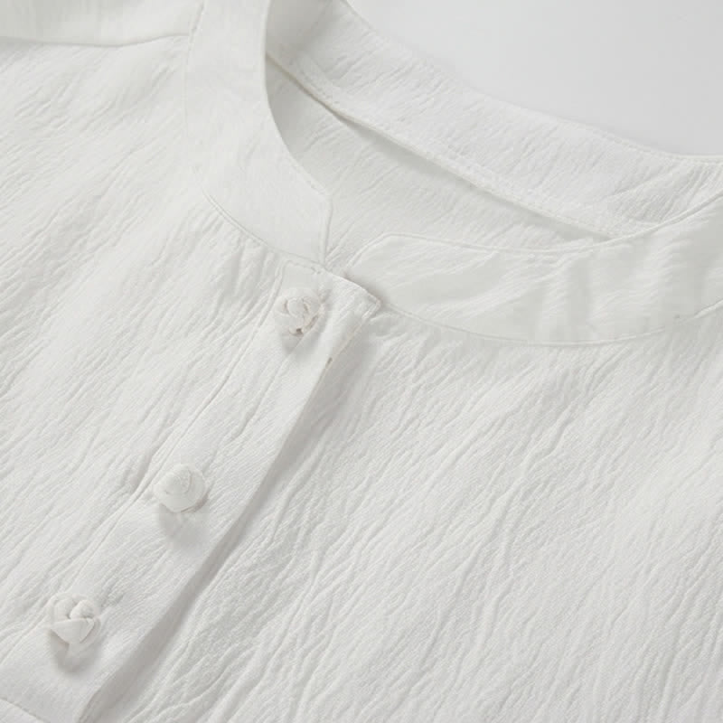 Buddha Stones Camisas de manga corta para hombre estilo Tang, informales, con cuello mandarín y bordado de grulla, ideales para el verano. - image 5