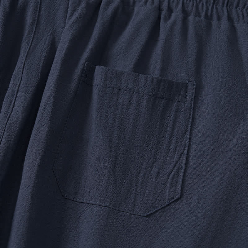Buddha Stones Pantalones capri lisos de corte recto para hombre, estilo casual de verano, con cordón ajustable y bolsillo. - image 13