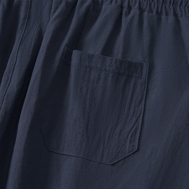 Buddha Stones Pantalones capri lisos de corte recto para hombre, estilo casual de verano, con cordón ajustable y bolsillo. - image 13