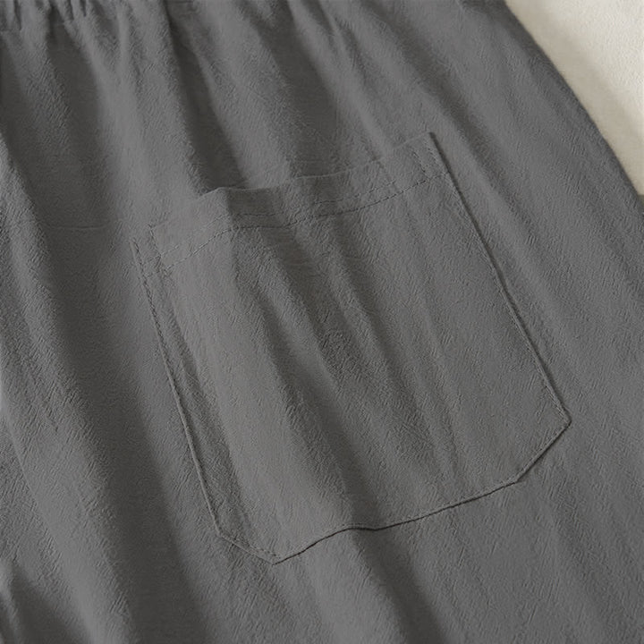 Buddha Stones Pantalones capri lisos de corte recto para hombre, estilo casual de verano, con cordón ajustable y bolsillo. - image 20