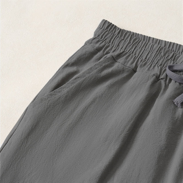 Buddha Stones Pantalones capri lisos de corte recto para hombre, estilo casual de verano, con cordón ajustable y bolsillo. - image 18