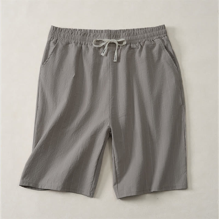 Buddha Stones Pantalones cortos de verano informales para hombre, a rayas, con cordón ajustable y bolsillos. - Gris oscuro - US/UK/AU44, EU54 (3XL) - image 14