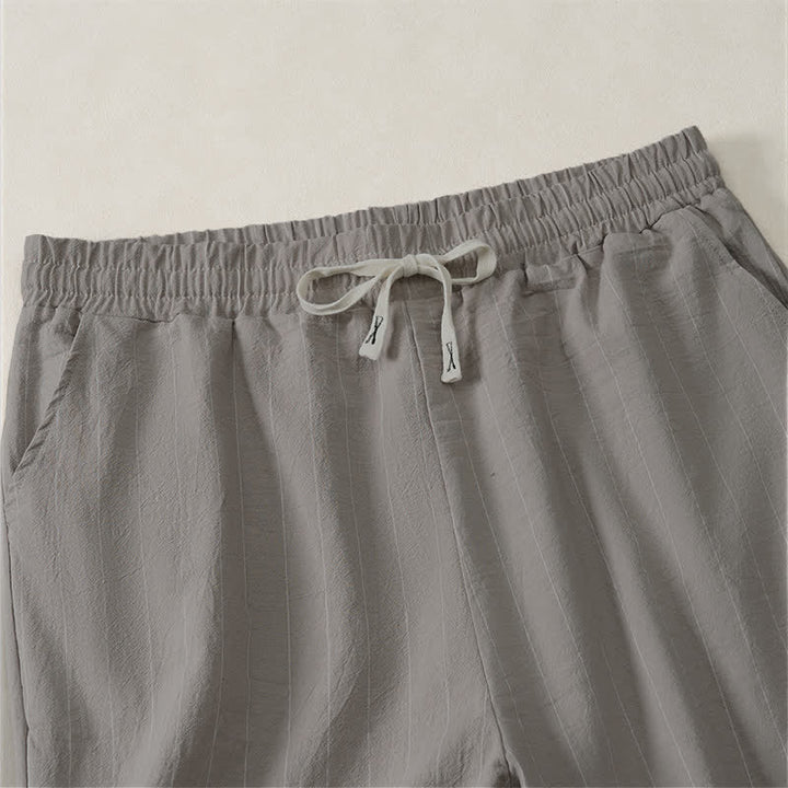 Buddha Stones Pantalones cortos de verano informales para hombre, a rayas, con cordón ajustable y bolsillos. - image 16