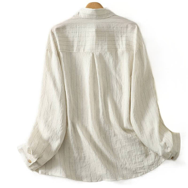Buddha Stones Camisas de manga larga lisas con botones, estilo casual de verano para mujer. - image 1