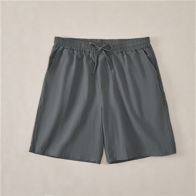 Buddha Stones Pantalones cortos de verano informales de algodón liso con cordón ajustable y bolsillos para hombre. - Gris pizarra - US/UK/AU44，EU54 (3XL) - image 7