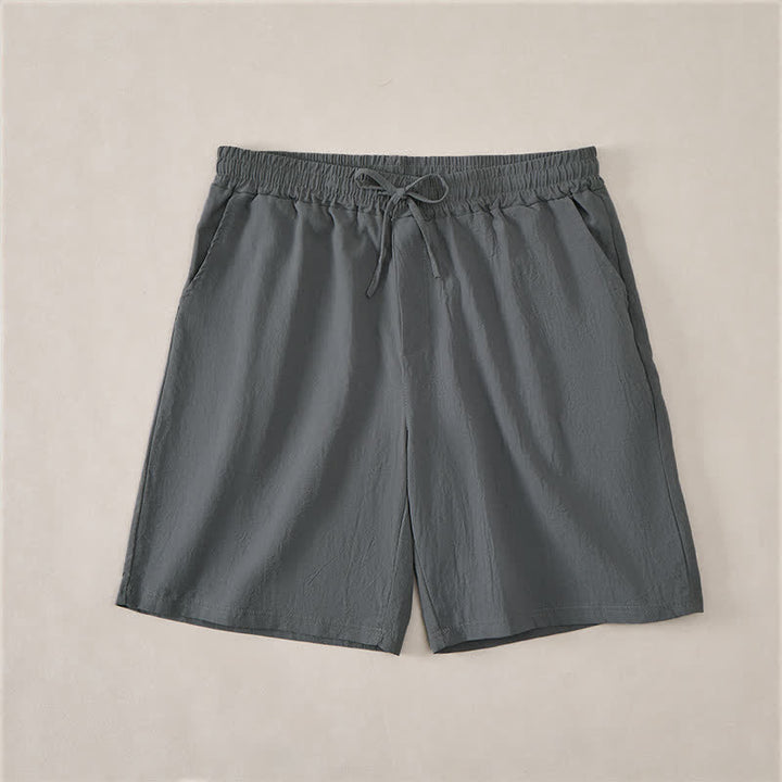 Buddha Stones Pantalones cortos de verano informales de algodón liso con cordón ajustable y bolsillos para hombre. - Gris pizarra - US/UK/AU44，EU54 (3XL) - image 7
