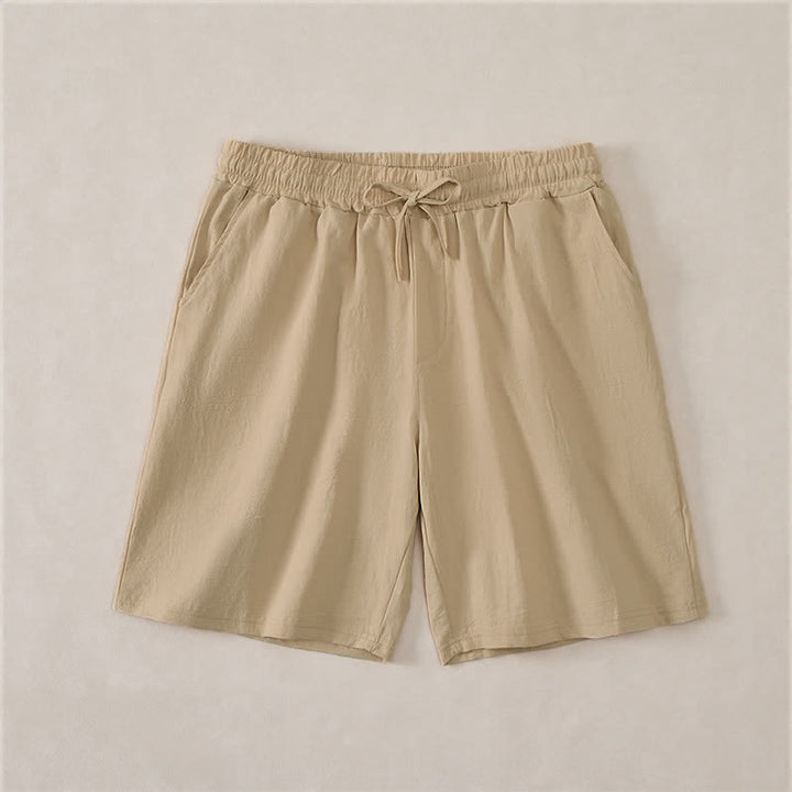 Buddha Stones Pantalones cortos de verano informales de algodón liso con cordón ajustable y bolsillos para hombre. - Broncearse - US/UK/AU44，EU54 (3XL) - image 16