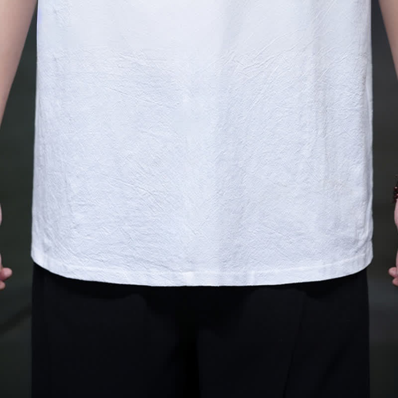 Buddha Stones Camisas de manga corta para hombre, estilo Tang casual de verano, con cuello mandarín y color liso. - image 26
