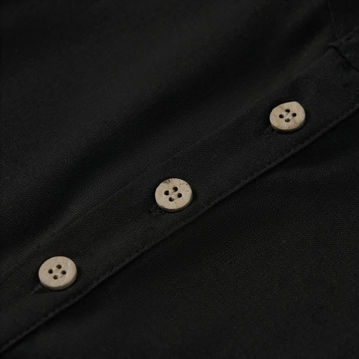 Buddha Stones Camisas de manga corta para hombre de estilo Tang casual de verano con cuello mandarín y bolsillo. - image 15