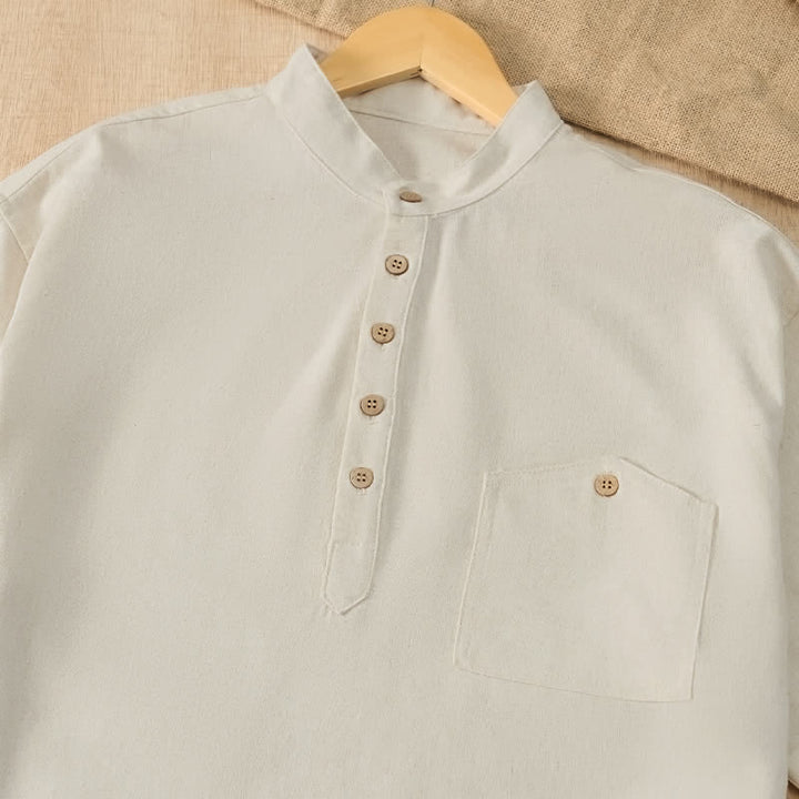 Buddha Stones Camisas de manga corta para hombre de estilo Tang casual de verano con cuello mandarín y bolsillo. - image 22