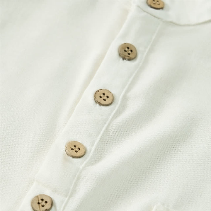 Buddha Stones Camisas de manga corta para hombre de estilo Tang casual de verano con cuello mandarín y bolsillo. - image 28