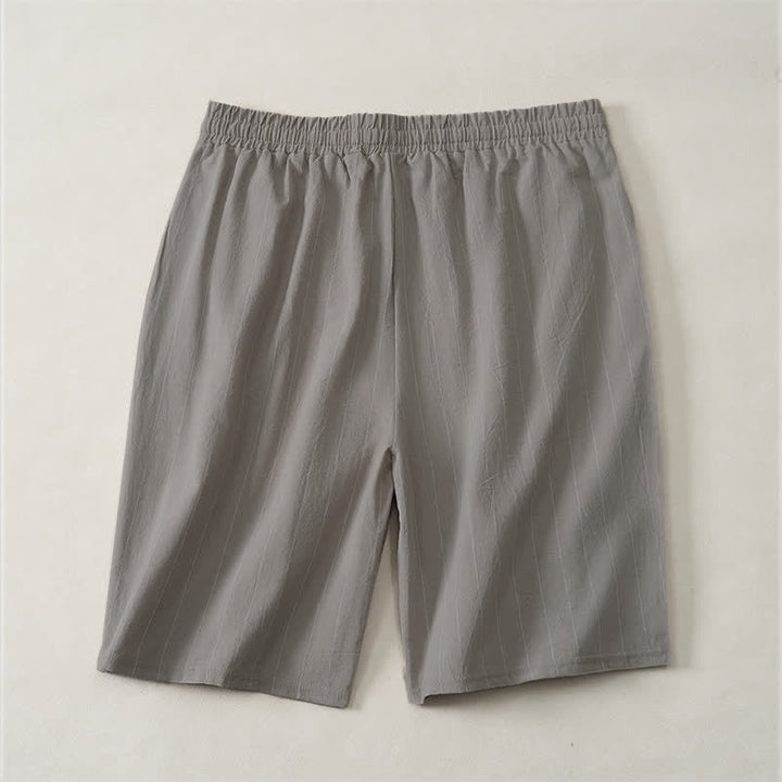Buddha Stones Pantalones cortos de verano informales para hombre, a rayas, con cordón ajustable y bolsillos. - image 15