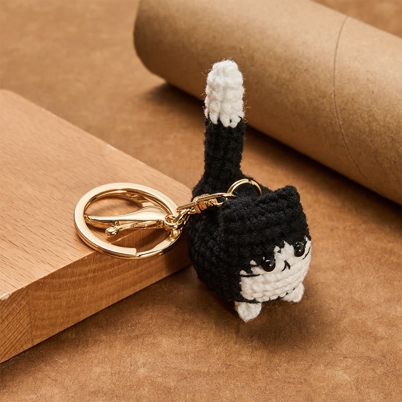 Buddha Stones Llaveros de ganchillo hechos a mano con forma de gato adorable. - image 11