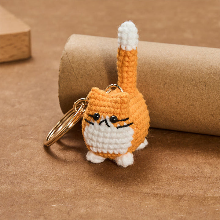Buddha Stones Llaveros de ganchillo hechos a mano con forma de gato adorable. - image 3