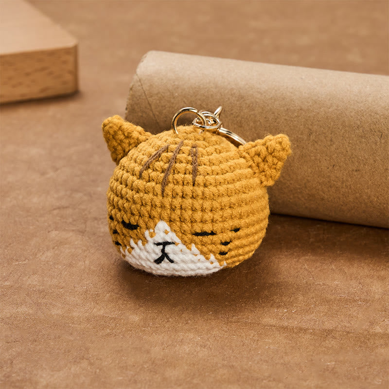 Buddha Stones Llaveros Harmony con forma de cabeza de gato, tejidos a mano con ganchillo. - image 2