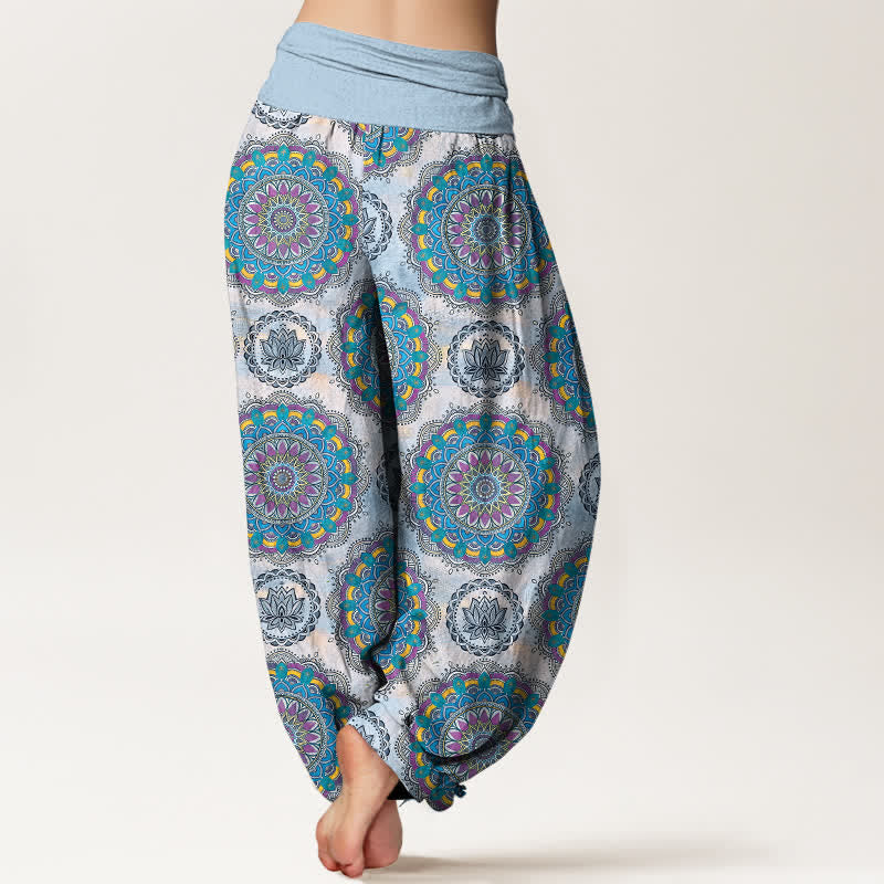 Buddha Stones Pantalones harem de algodón con estampado de mandala estilo boho y cintura elástica para mujer. - image 7