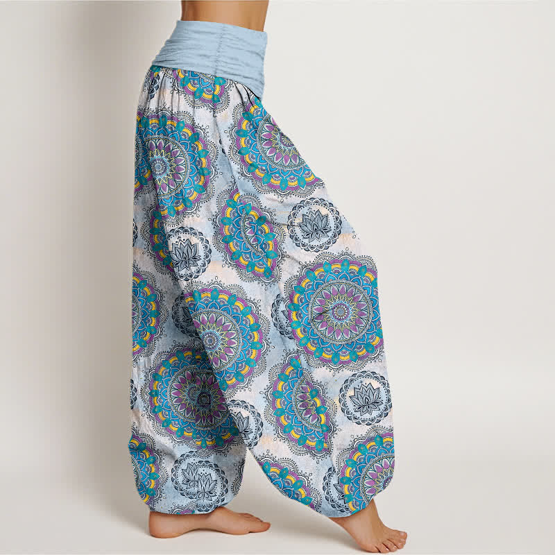 Buddha Stones Pantalones harem de algodón con estampado de mandala estilo boho y cintura elástica para mujer. - image 6
