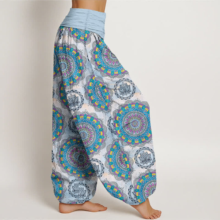 Buddha Stones Pantalones harem de algodón con estampado de mandala estilo boho y cintura elástica para mujer. - image 6