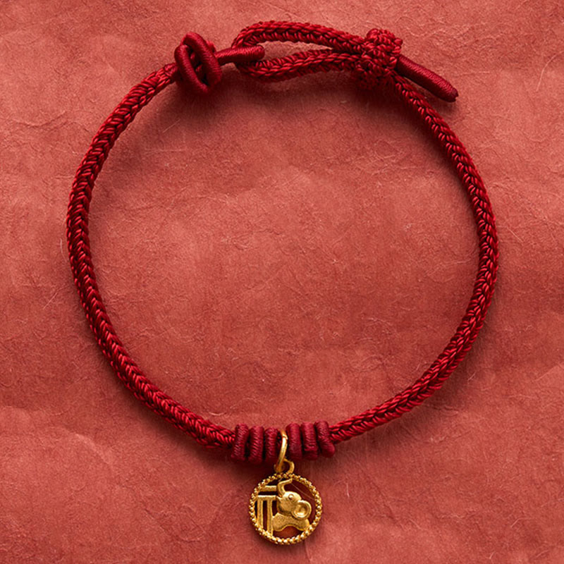 Buddha Stones Pulsera de la riqueza con diseño de elefante y cadena roja de cobre chapada en oro estilo Fu. - image 15
