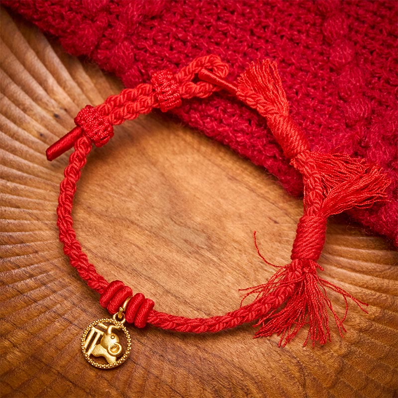 Buddha Stones Pulsera tibetana de equilibrio con cuerda roja y diseño de elefante Fu - Rojo (circunferencia de la muñeca: 14-17 cm) - image 0