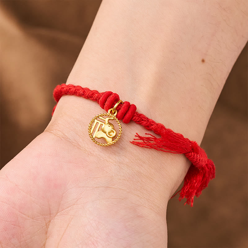 Buddha Stones Pulsera tibetana de equilibrio con cuerda roja y diseño de elefante Fu - image 5
