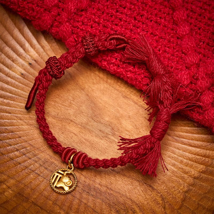 Buddha Stones Pulsera tibetana de equilibrio con cuerda roja y diseño de elefante Fu - Rojo oscuro (circunferencia de la muñeca: 14-17 cm) - image 11