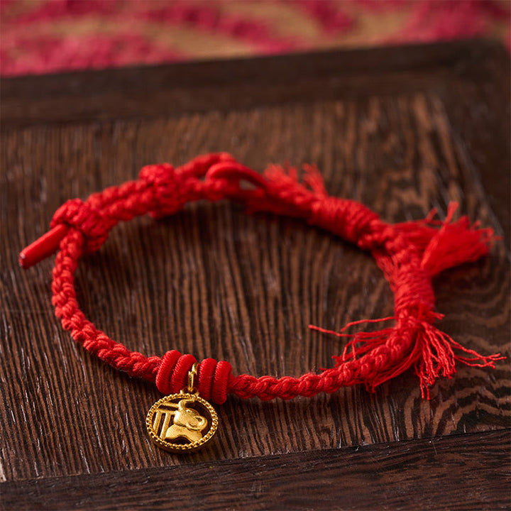 Buddha Stones Pulsera tibetana de equilibrio con cuerda roja y diseño de elefante Fu - image 2