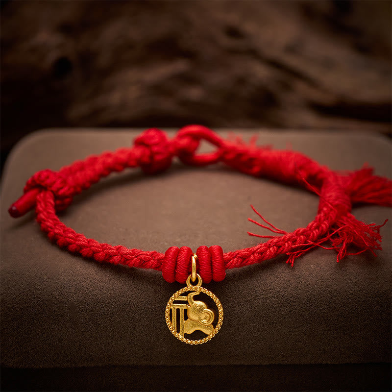 Buddha Stones Pulsera tibetana de equilibrio con cuerda roja y diseño de elefante Fu - image 3
