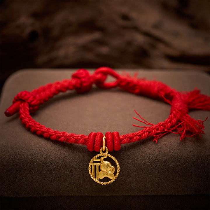 Buddha Stones Pulsera tibetana de equilibrio con cuerda roja y diseño de elefante Fu - image 3