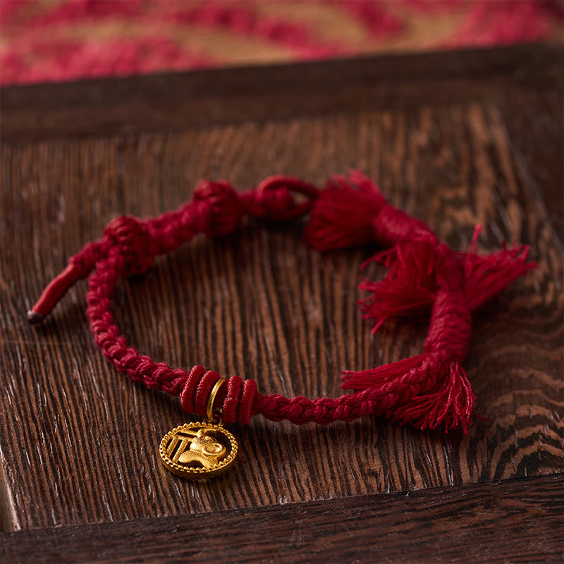 Buddha Stones Pulsera tibetana de equilibrio con cuerda roja y diseño de elefante Fu - image 13