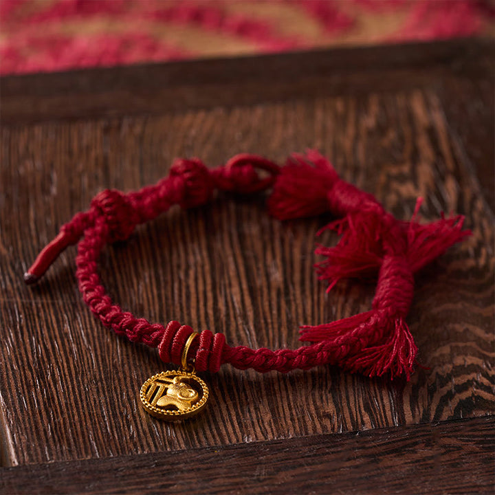 Buddha Stones Pulsera tibetana de equilibrio con cuerda roja y diseño de elefante Fu - image 13