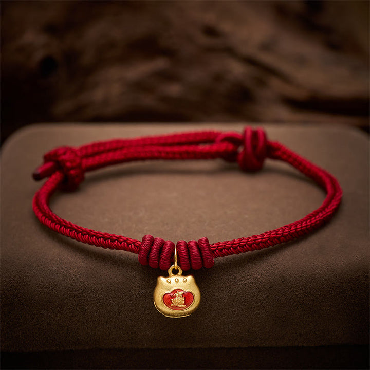 Buddha Stones Pulsera protectora de hilo rojo con diseño de gato, chapada en oro y plata de ley 925. - image 14