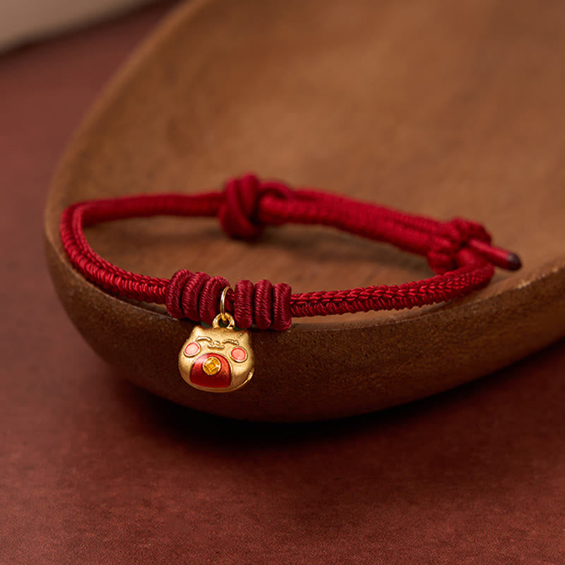 Buddha Stones Pulsera protectora de hilo rojo con diseño de gato, chapada en oro y plata de ley 925. - image 11