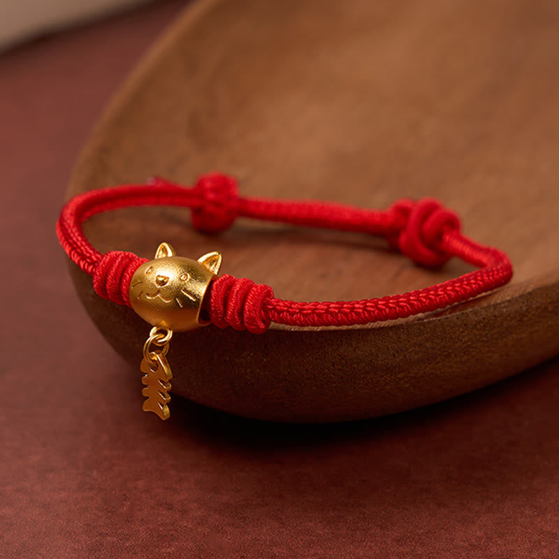 Buddha Stones Pulsera curativa de hilo rojo con lindo pez gato de cobre - Rojo (circunferencia de la muñeca 15-18 cm) - image 10
