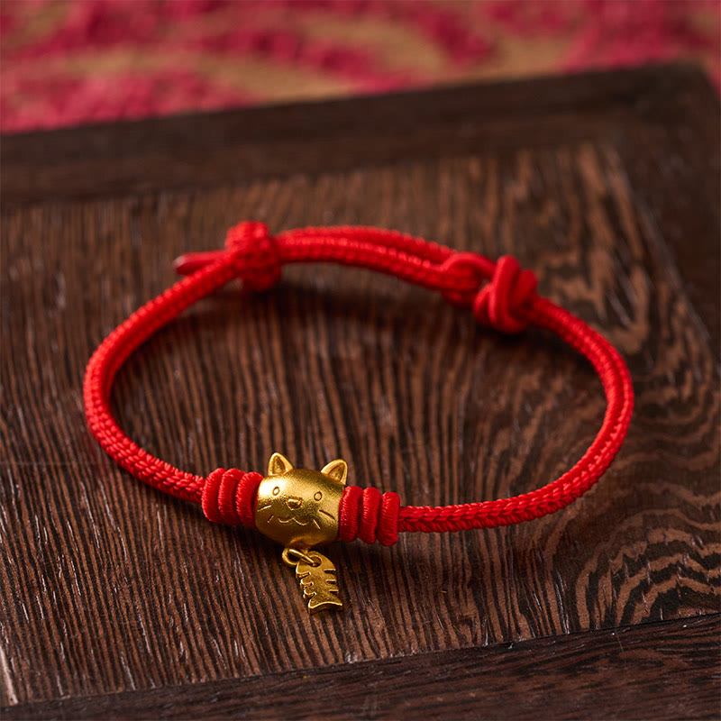 Buddha Stones Pulsera curativa de hilo rojo con lindo pez gato de cobre - image 12
