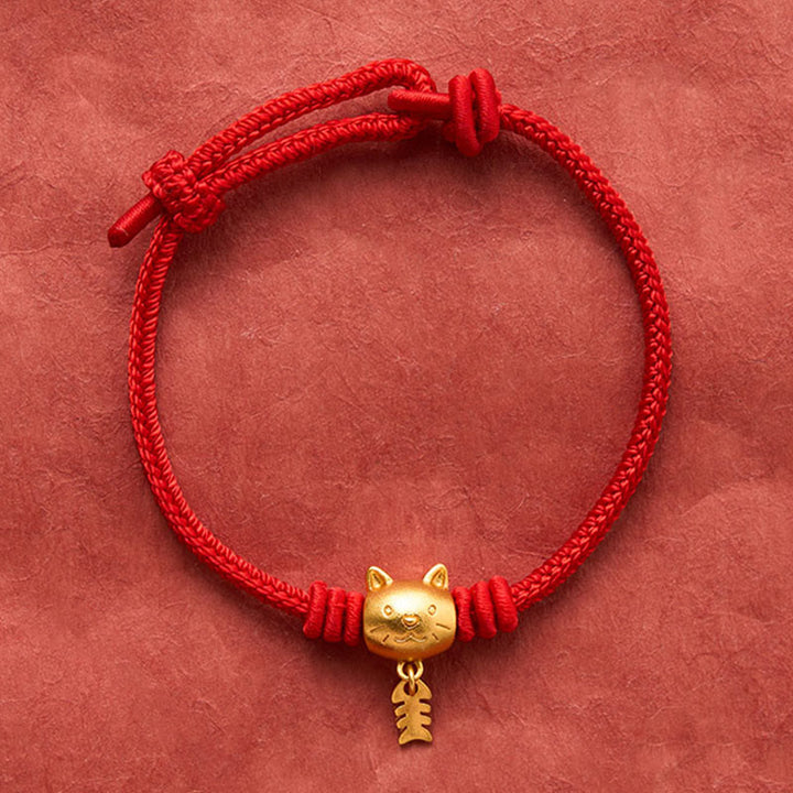 Buddha Stones Pulsera curativa de hilo rojo con lindo pez gato de cobre - image 14