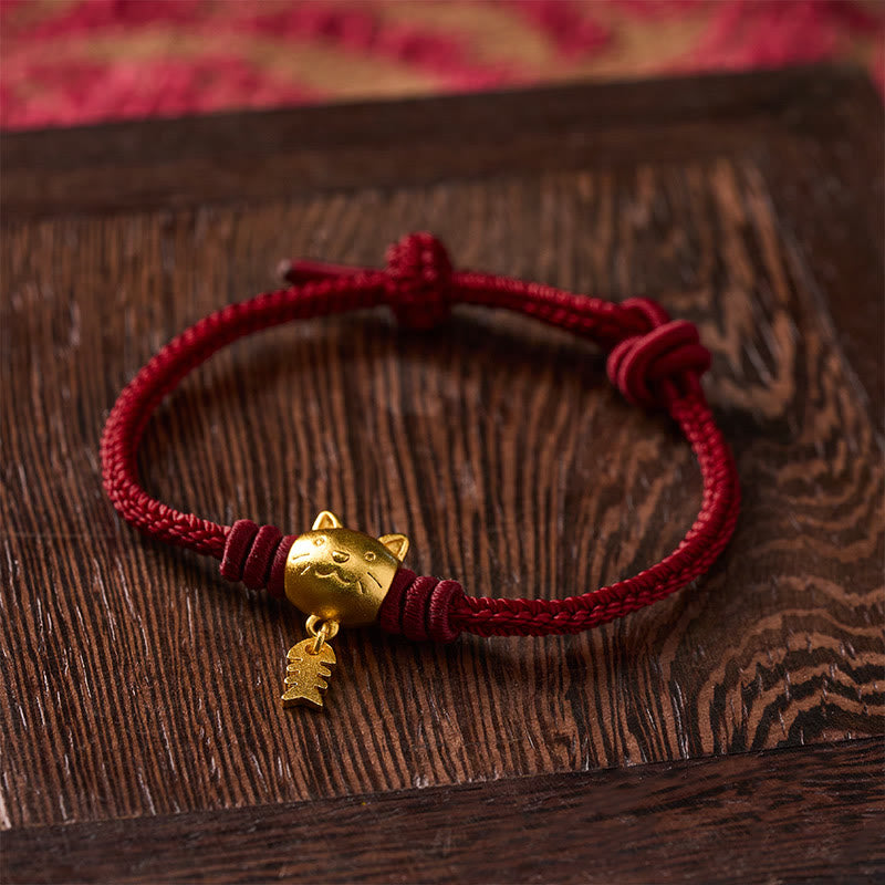Buddha Stones Pulsera curativa de hilo rojo con lindo pez gato de cobre - image 2