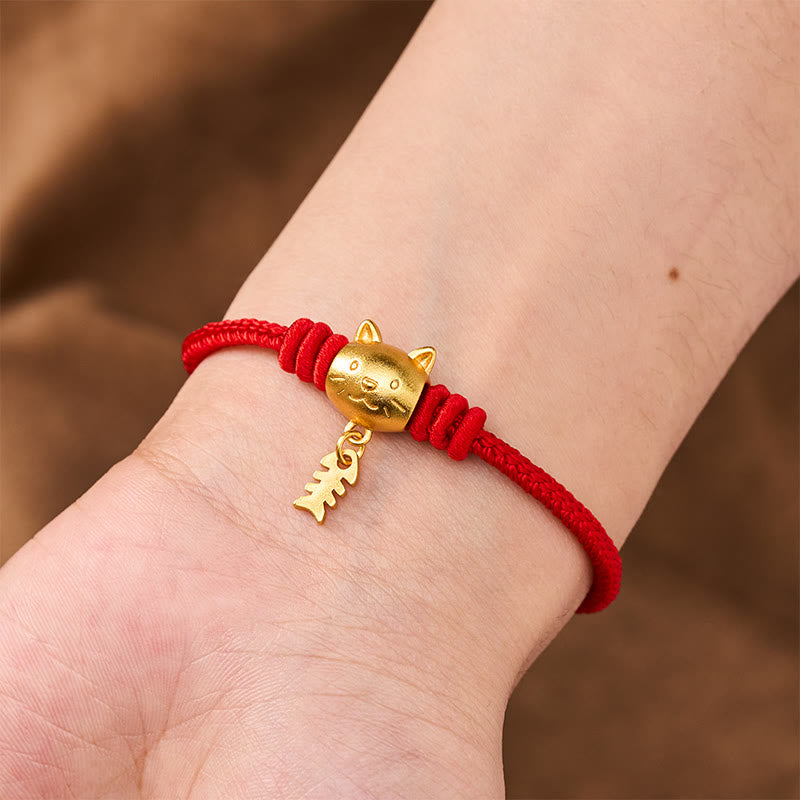 Buddha Stones Pulsera curativa de hilo rojo con lindo pez gato de cobre - image 15