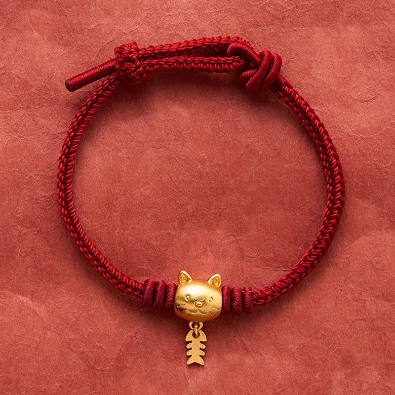 Buddha Stones Pulsera curativa de hilo rojo con lindo pez gato de cobre - image 4
