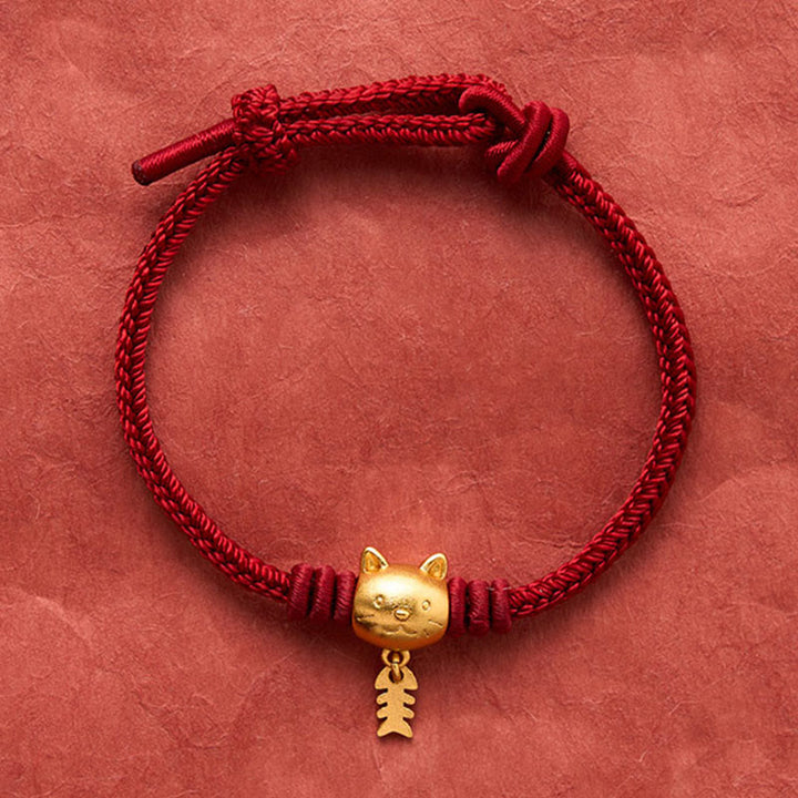 Buddha Stones Pulsera curativa de hilo rojo con lindo pez gato de cobre - image 4