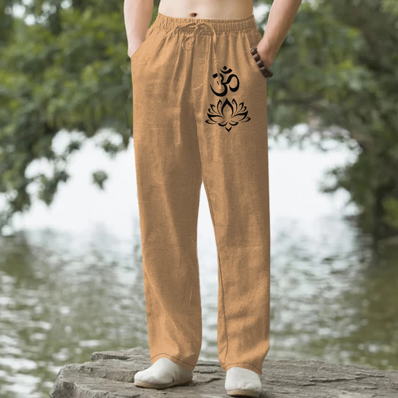 Buddha Stones Pantalones de hombre de algodón con estampado Om de loto, corte ajustado y bolsillos. - Perú - US/UK/AU50, EU60 (5XL) - image 4