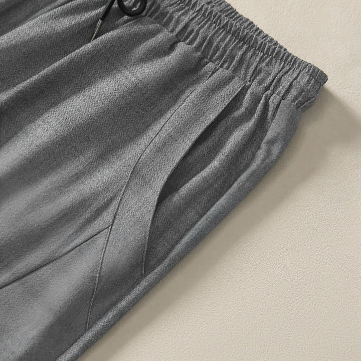 Buddha Stones Pantalones de hombre de algodón puro con estampado de bambú, cordón ajustable y corte cónico, con bolsillos. - image 4