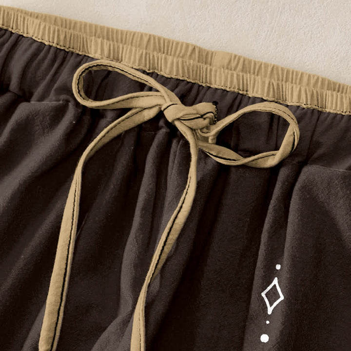 Buddha Stones Pantalones de mujer de algodón puro con estampado Zen Lotus Om, cintura elástica y bolsillos. - image 5