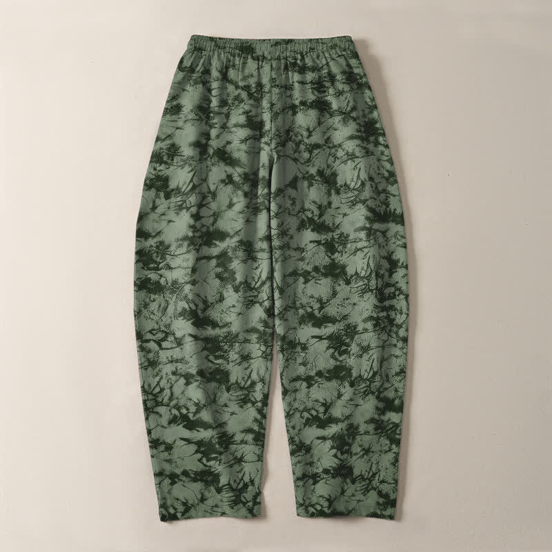 Buddha Stones Pantalones de hombre de algodón puro con estampado de camuflaje mármol oscuro, cordón ajustable y corte cónico, con bolsillos. - image 10