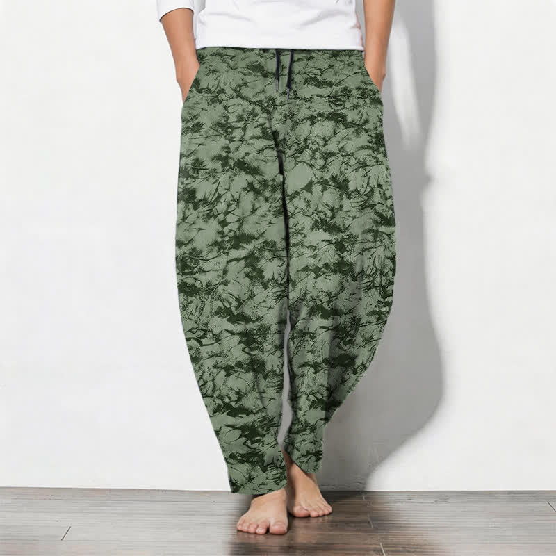 Buddha Stones Pantalones de hombre de algodón puro con estampado de camuflaje mármol oscuro, cordón ajustable y corte cónico, con bolsillos. - Verde oliva - US/UK/AU50, EU60 (5XL) - image 7